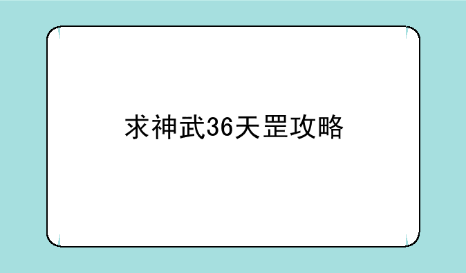 求神武36天罡攻略