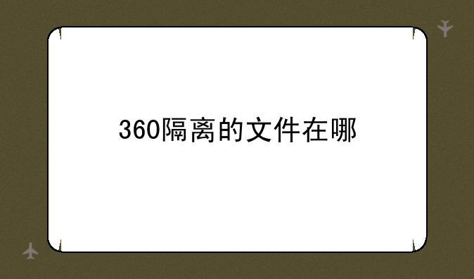 360隔离的文件在哪