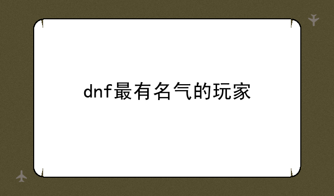 dnf最有名气的玩家