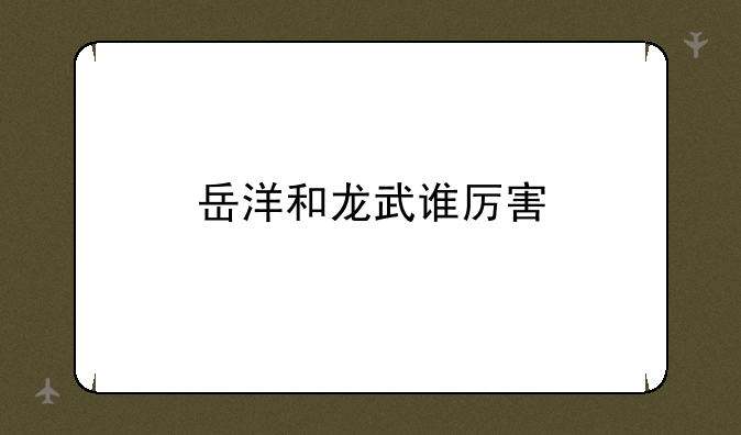 岳洋和龙武谁厉害