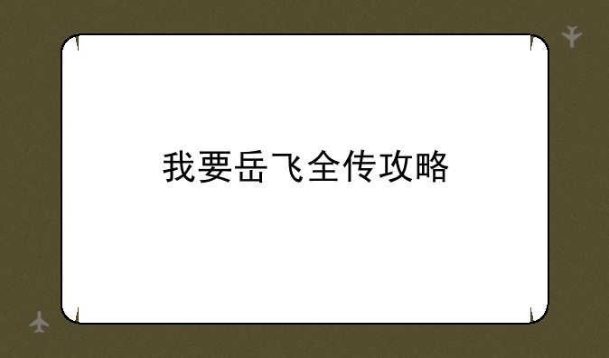 我要岳飞全传攻略