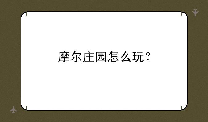 摩尔庄园怎么玩？