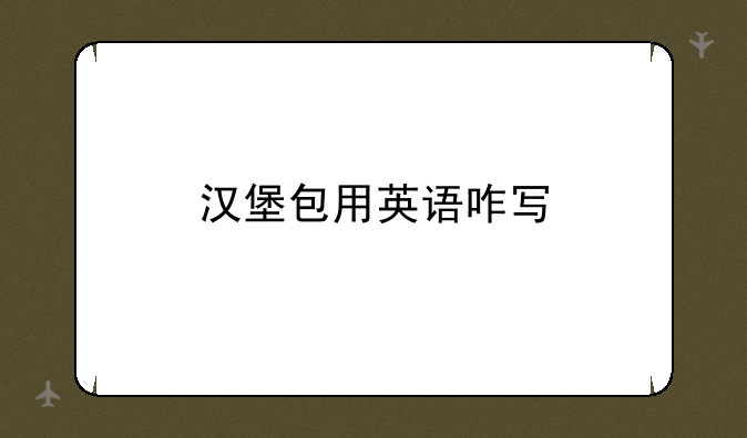 汉堡包用英语咋写