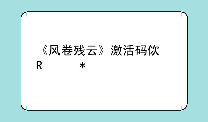 《风卷残云》激活码使用帮助