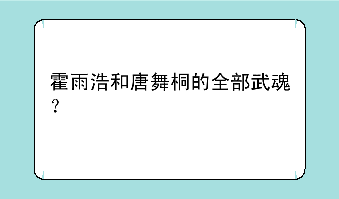 霍雨浩和唐舞桐的全部武魂？