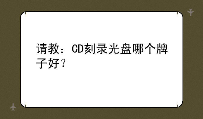请教：CD刻录光盘哪个牌子好？