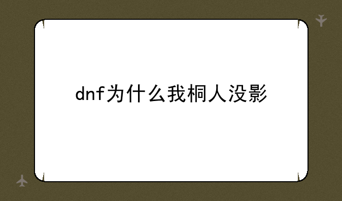 dnf为什么我桐人没影
