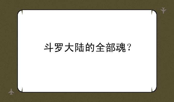 斗罗大陆的全部魂？
