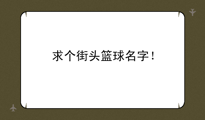 求个街头篮球名字！