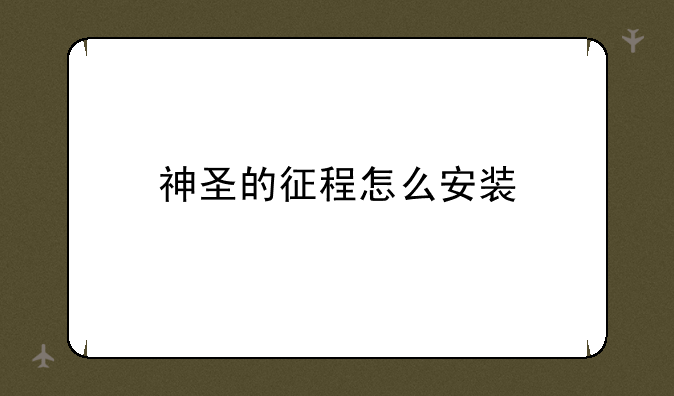 神圣的征程怎么安装
