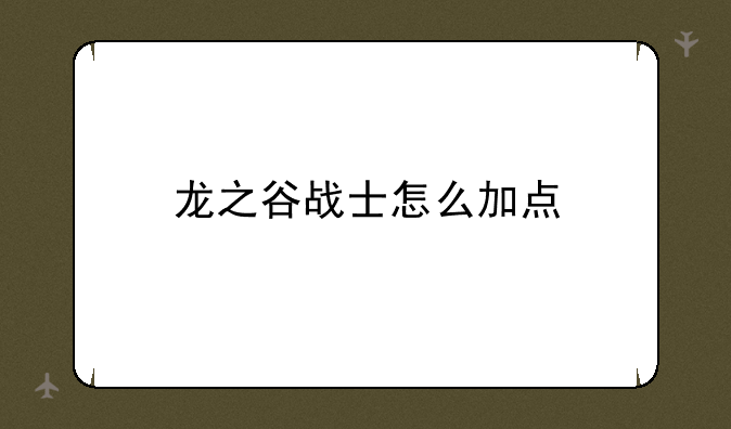 龙之谷战士怎么加点