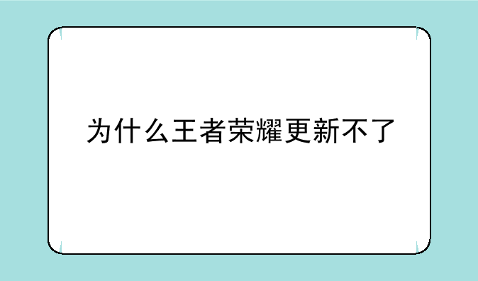 为什么王者荣耀更新不了