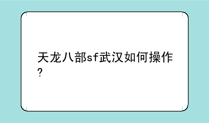 天龙八部sf武汉如何操作?