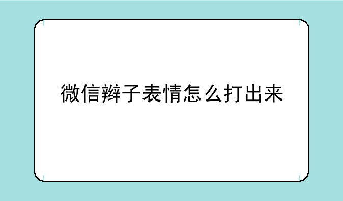 微信辫子表情怎么打出来