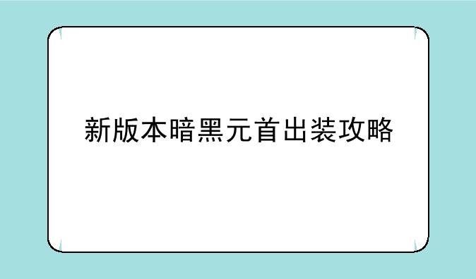 新版本暗黑元首出装攻略
