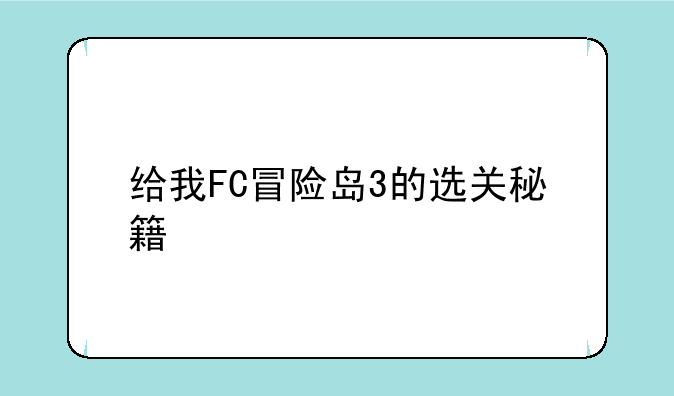 给我FC冒险岛3的选关秘籍