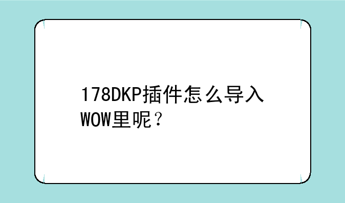 178DKP插件怎么导入WOW里呢？