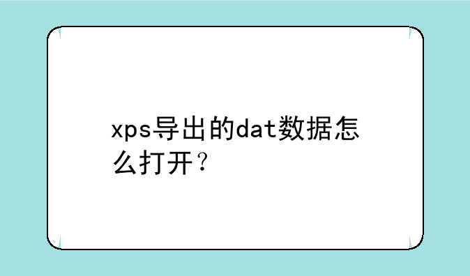 xps导出的dat数据怎么打开？