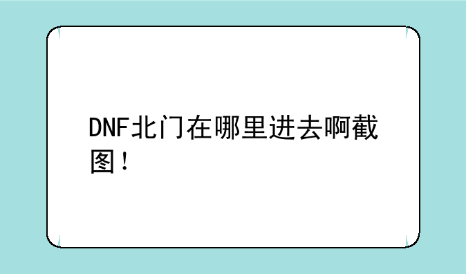 DNF北门在哪里进去啊截图！