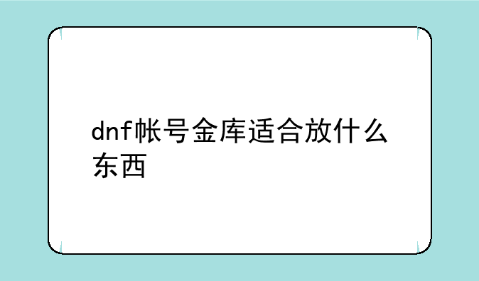dnf帐号金库适合放什么东西