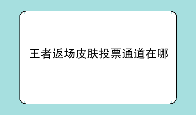 王者返场皮肤投票通道在哪