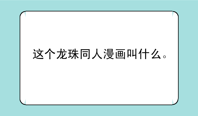 这个龙珠同人漫画叫什么。
