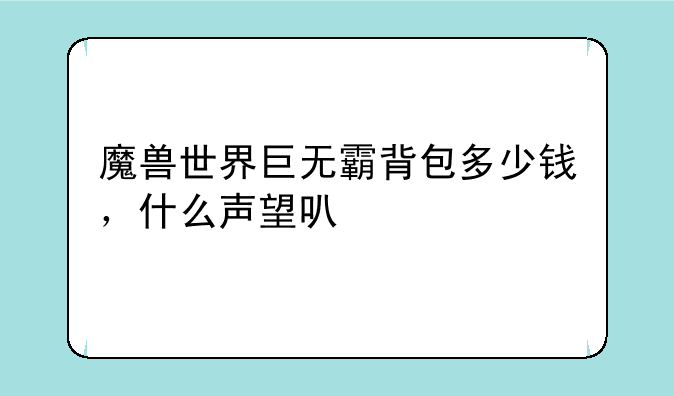 魔兽世界巨无霸背包多少钱，什么声望可以打折