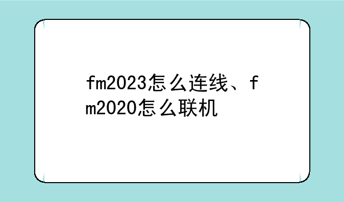 fm2023怎么连线、fm2020怎么联机