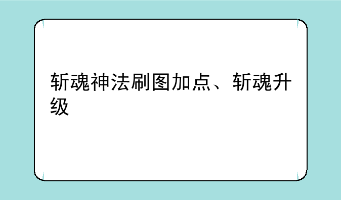 斩魂神法刷图加点、斩魂升级