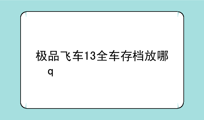 极品飞车13全车存档放哪里