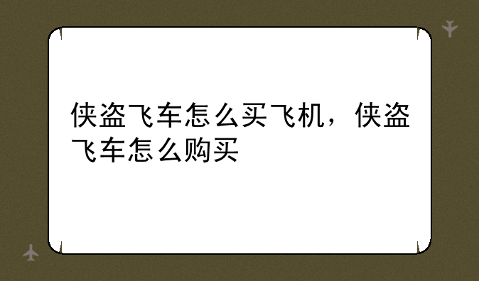 侠盗飞车怎么买飞机，侠盗飞车怎么购买