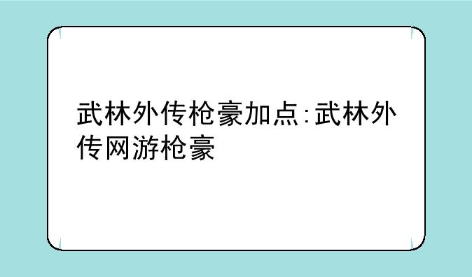 武林外传枪豪加点:武林外传网游枪豪