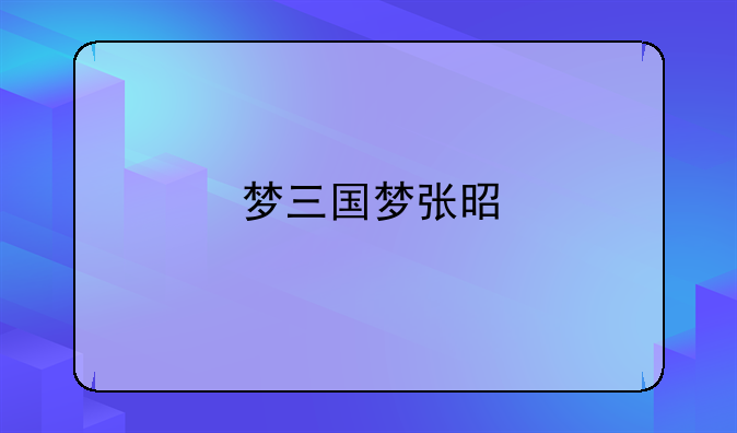 梦三国梦张昭
