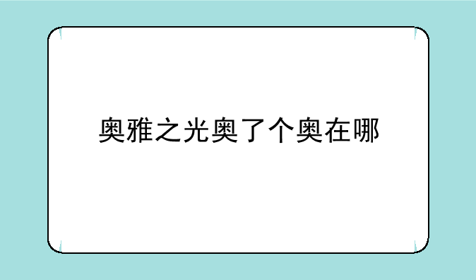 奥雅之光奥了个奥在哪